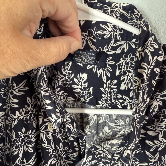 Brooks Brothers 346 Mens Hawaiian Floral Button Down Shirt Large Blue/White - Picture 9 of 9